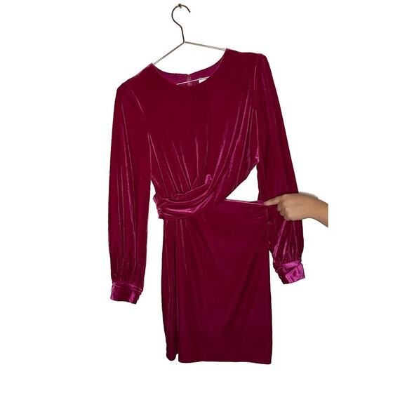 One33 Social Womens Dress Size 6 Pink Vanessa Draped Velvet Cut Out Crossover - Picture 4 of 13